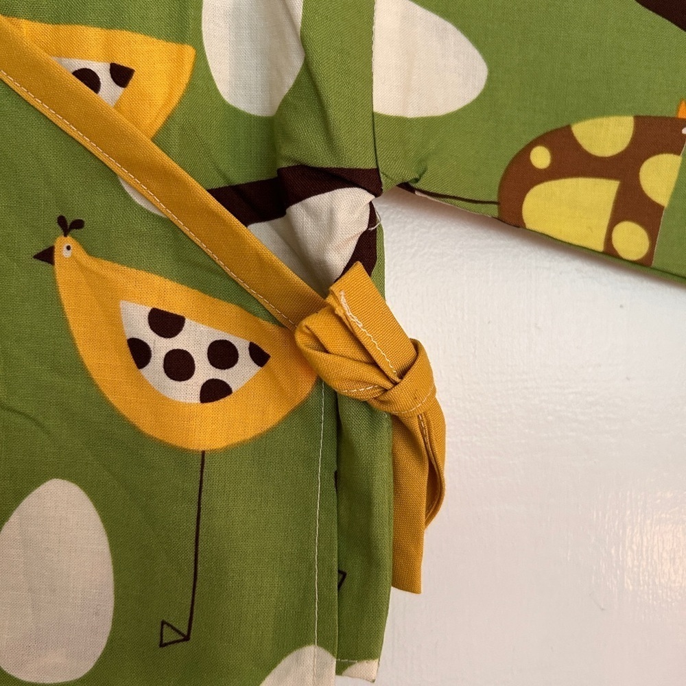 Handmade Baby Kimono Jacket in Whimsical Chicken & Egg Fabric Newborn-12m - Picture 3 of 7